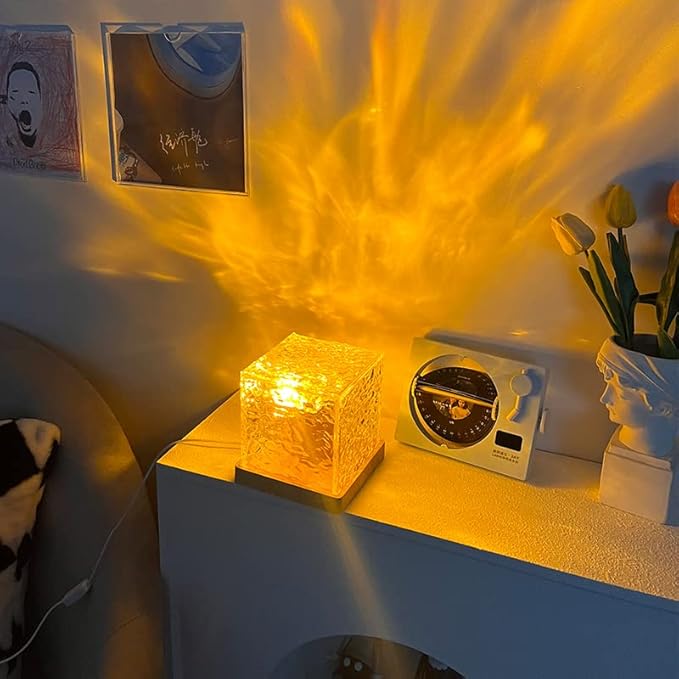 Wave Lamp, Wave Light Cube, Aurora Glow Lamp Crystal Night Light, Romantic Lamp for Room Decor, LED Wave Lights, Room Decor for Kids